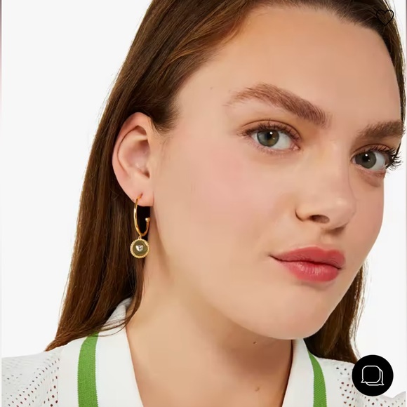 NWT Kate Spade hoop earring with heart charm in gold and diver heart - Picture 3 of 3